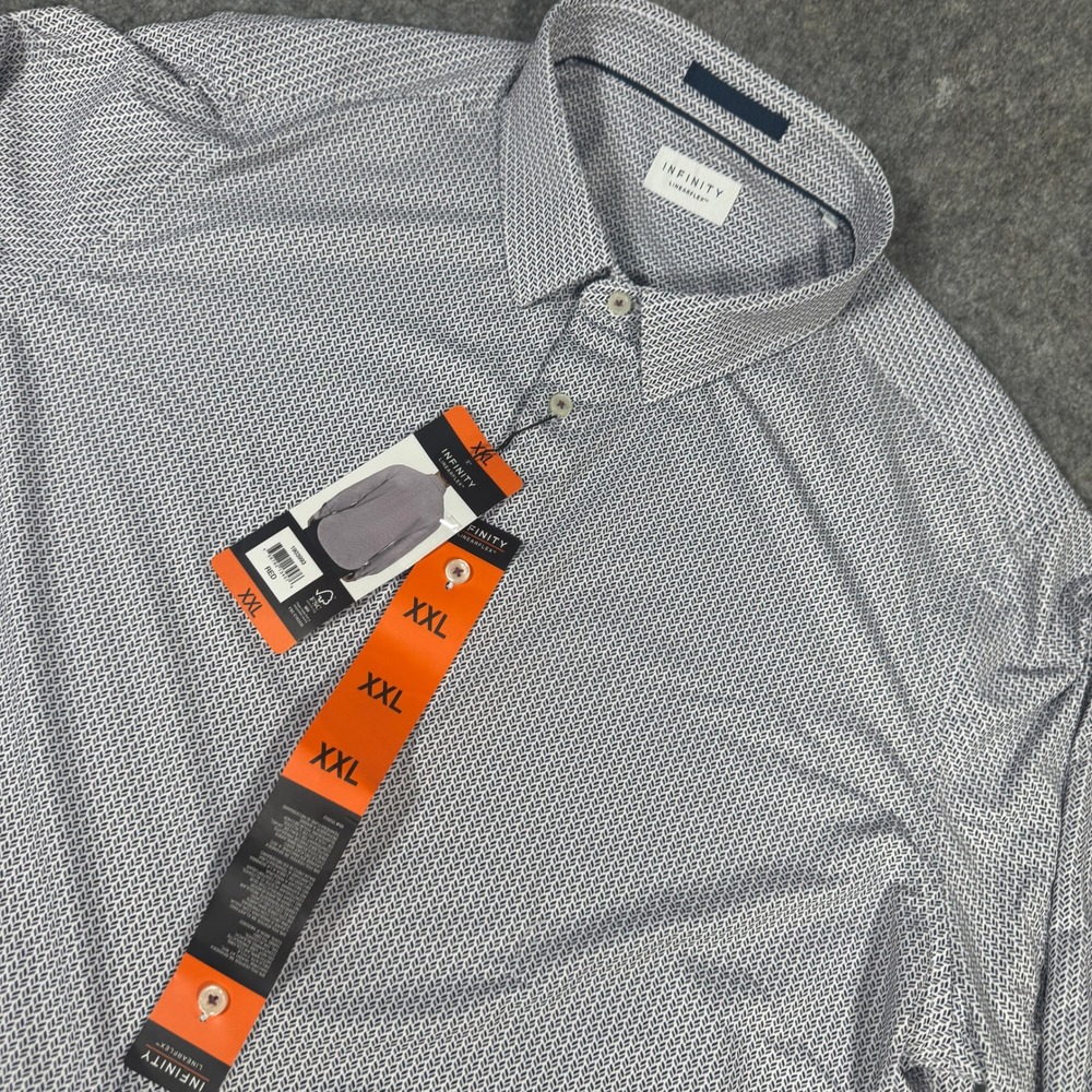 Infinity Linearflex Mens XXL Long Sleeve Button Down Shirt Geometric Stretch New